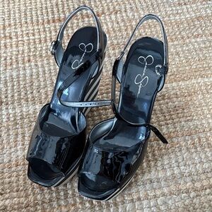 Jessica Simpson Glossy Black Platform Sandals